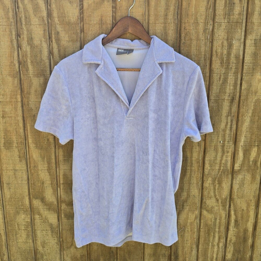 ASOS Lavendar Terry Cloth Johnny Collar Polo Shirt  Mens Size S